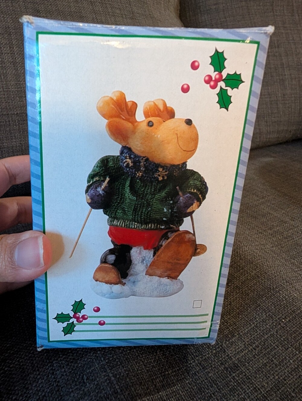 Vintage 2002 Skiing Moose Christmas Figurine